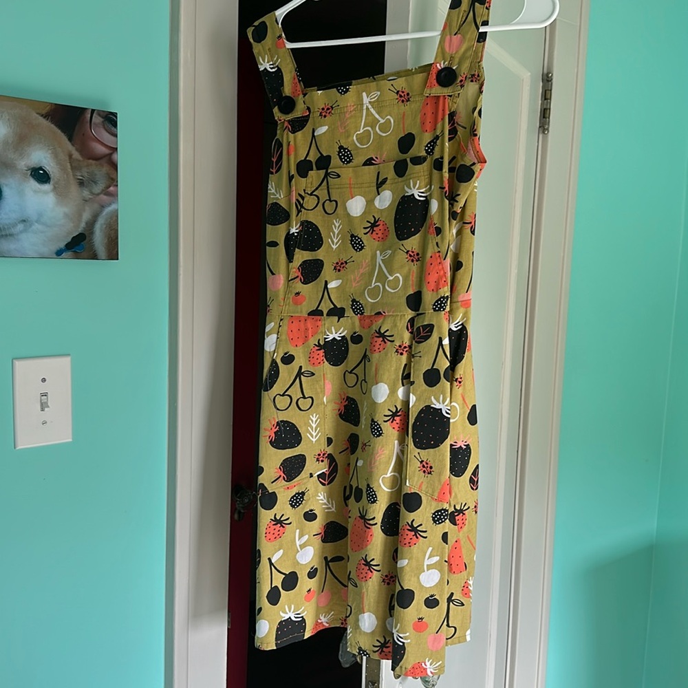 Nooworks Strawberry & Ladybug Print Mini Overall Dress excellent condition
